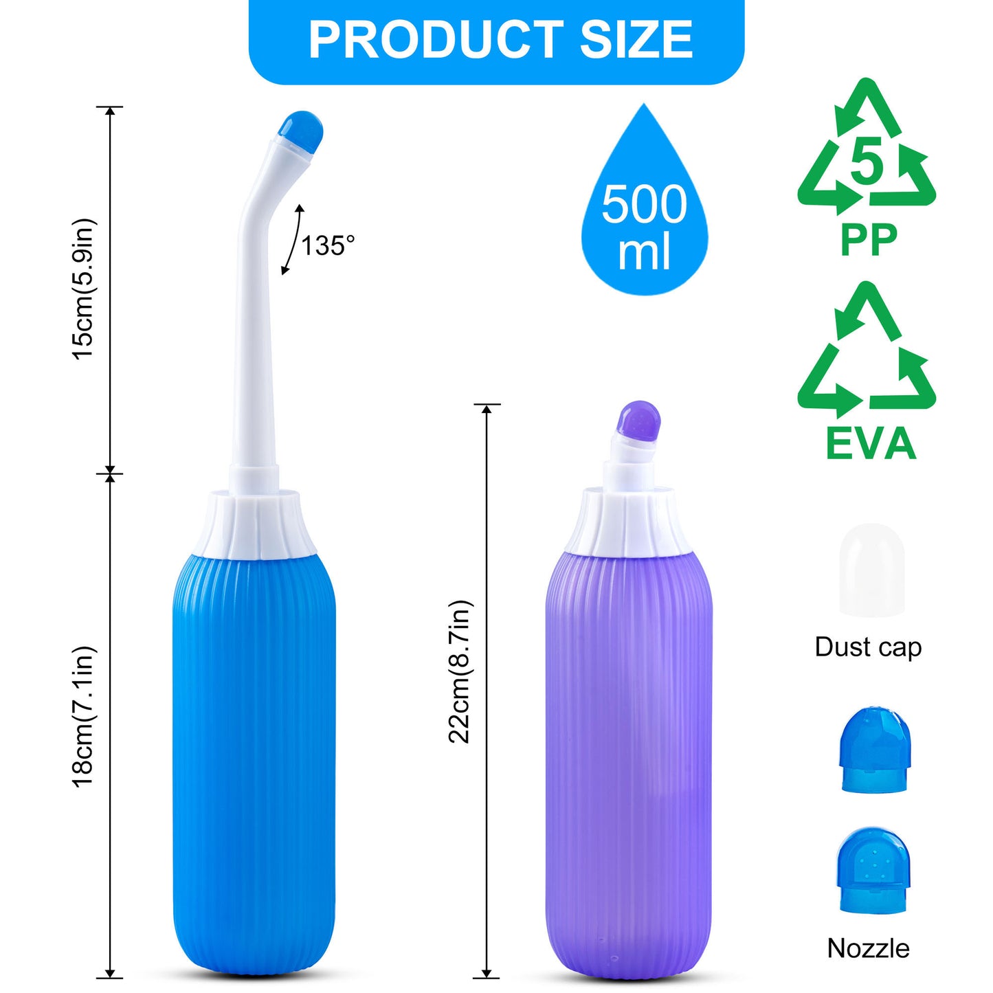 KEKOY Paquete de 2 botellas de bidés de viaje portátiles