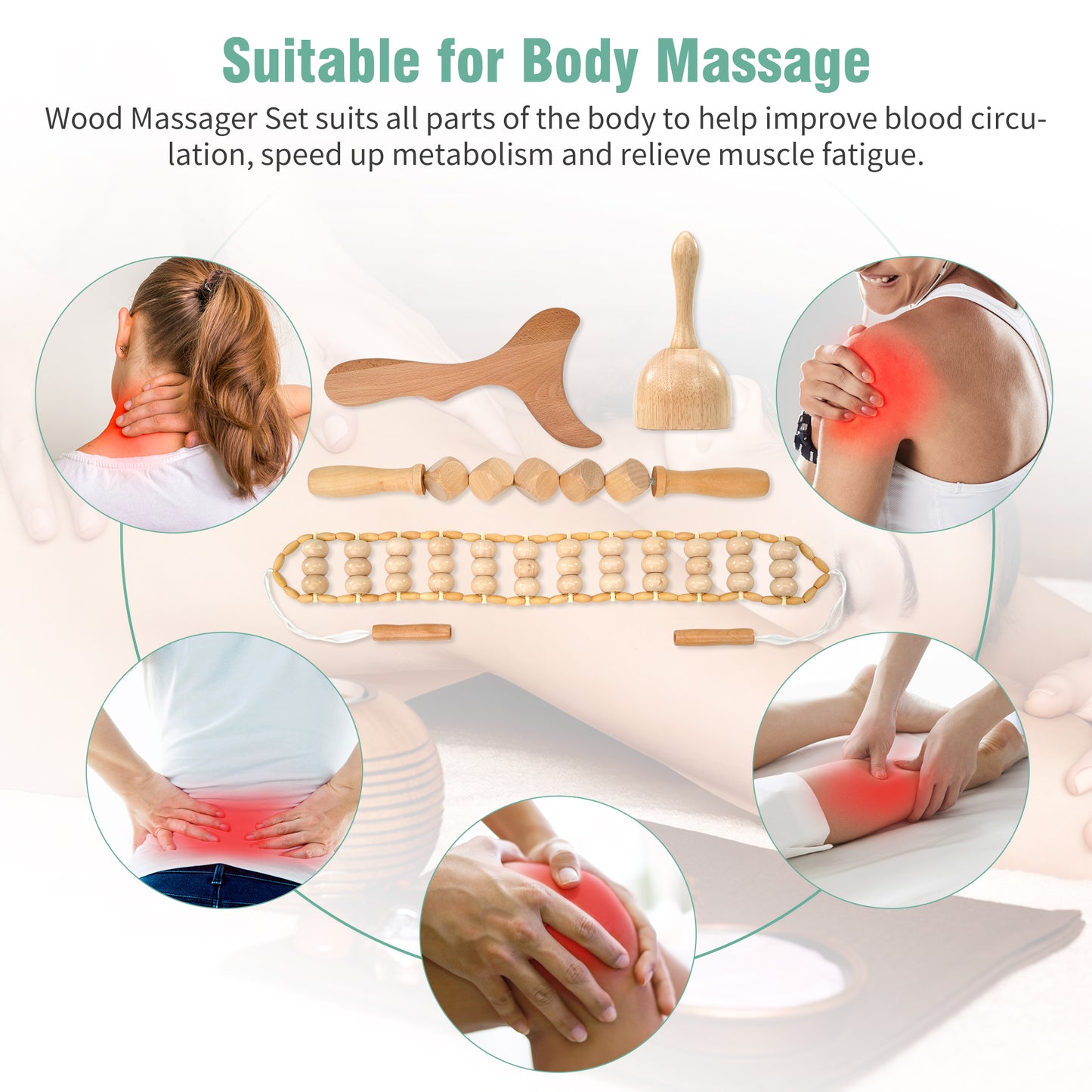 KEKOY 4 in 1 Wood Therapy Massage Tools