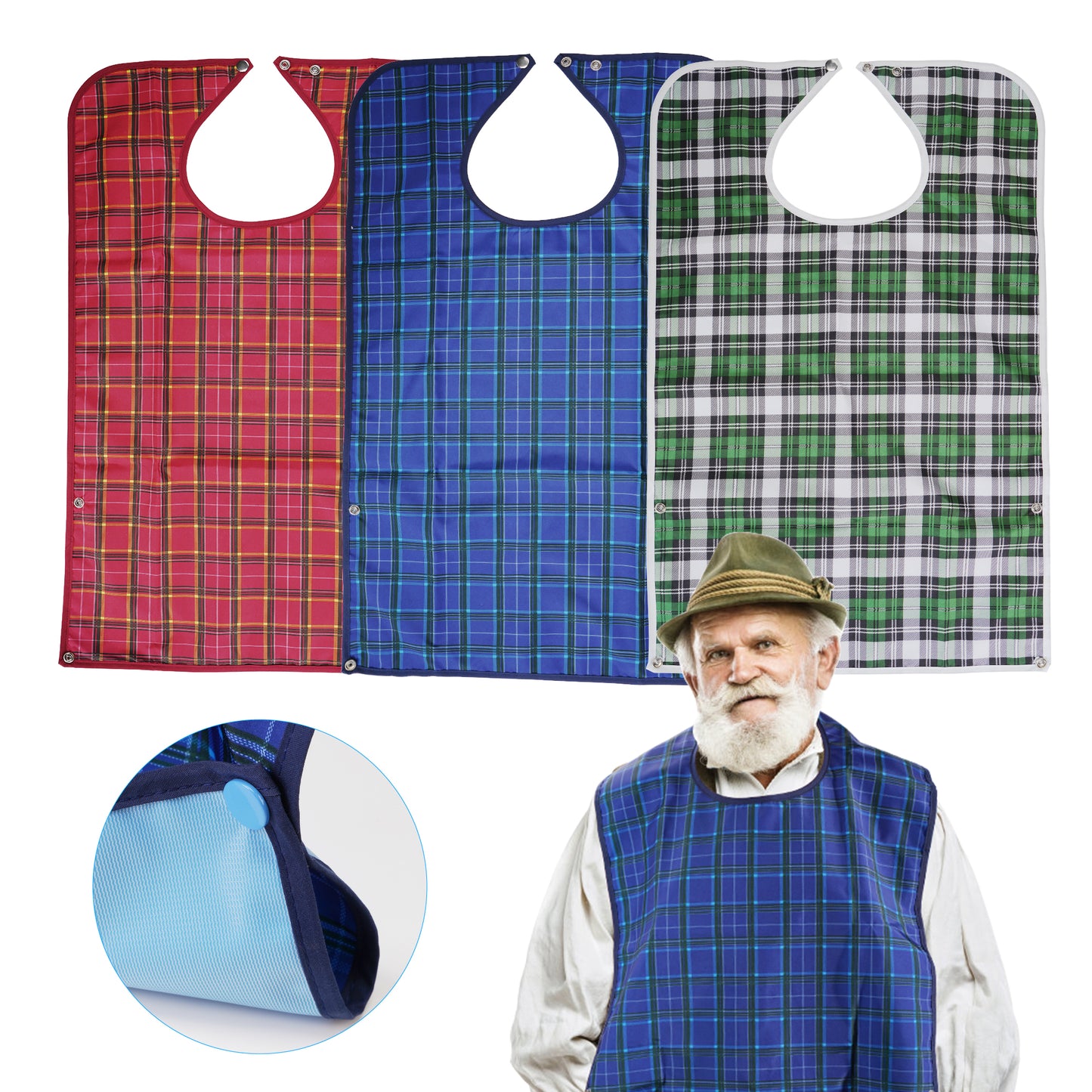 KEKOY 3Pcs Adult Bibs Washable