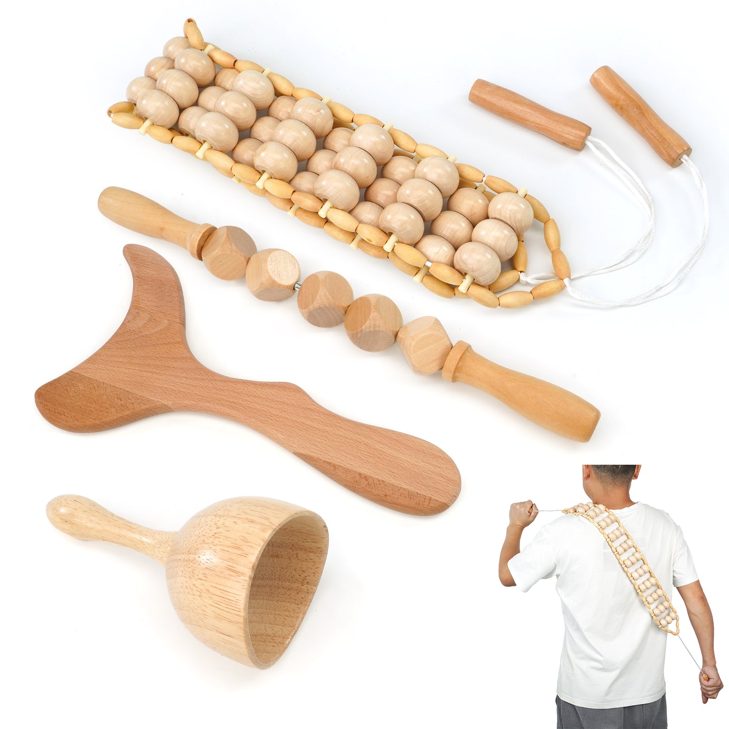 KEKOY 4 in 1 Wood Therapy Massage Tools