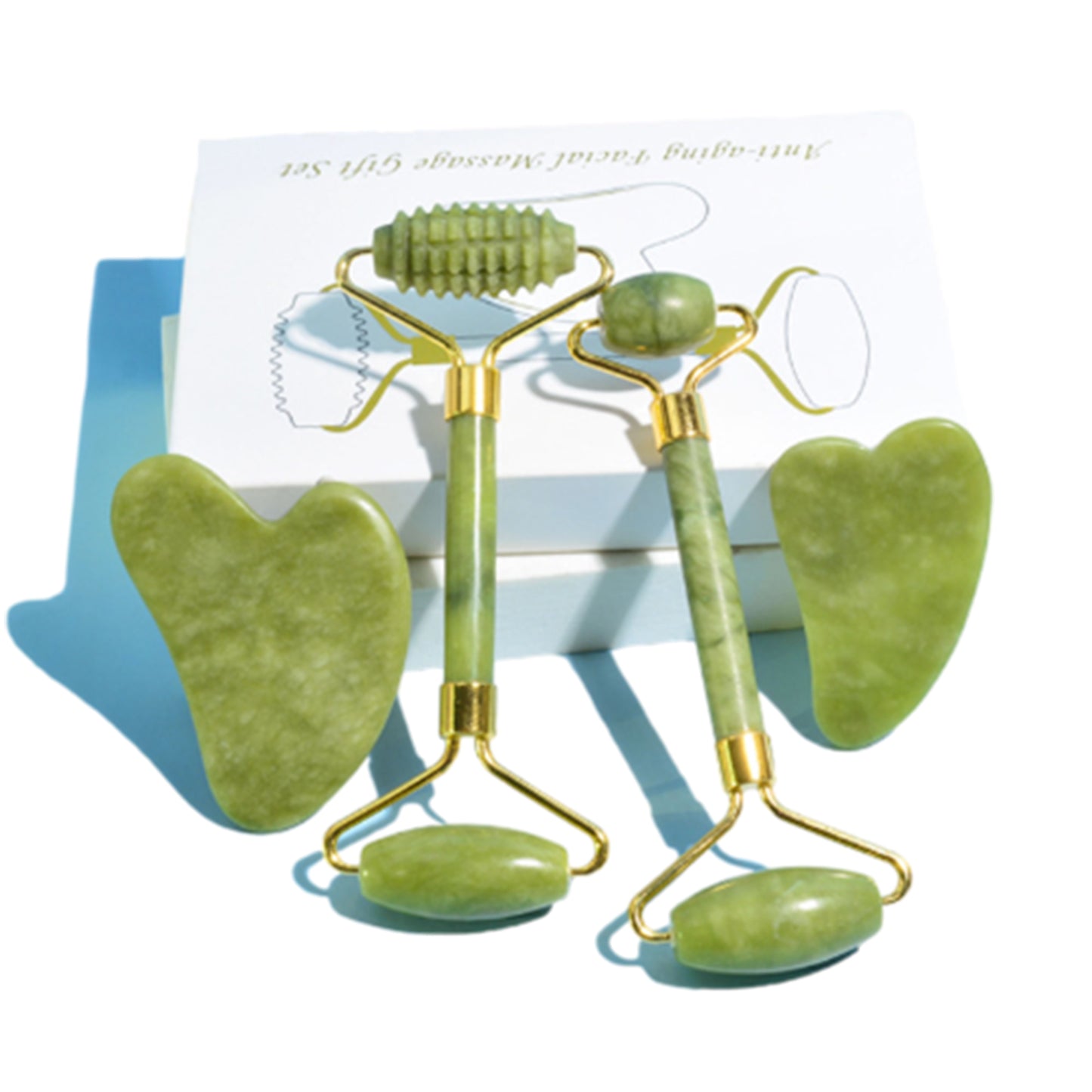 KEKOY 4Pack Jade Roller and Gua Sha Set