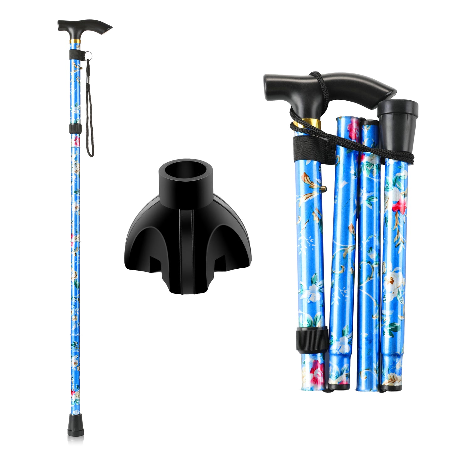 4-Folding Walking Aid Cane with Extra Stability