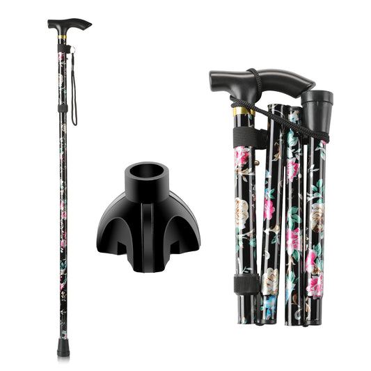 4-Folding Walking Aid Cane with Extra Stability