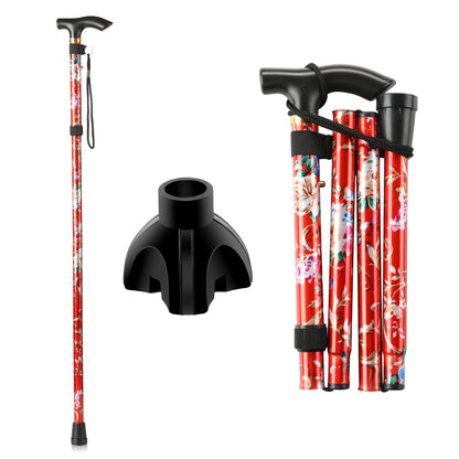 4-Folding Walking Aid Cane with Extra Stability