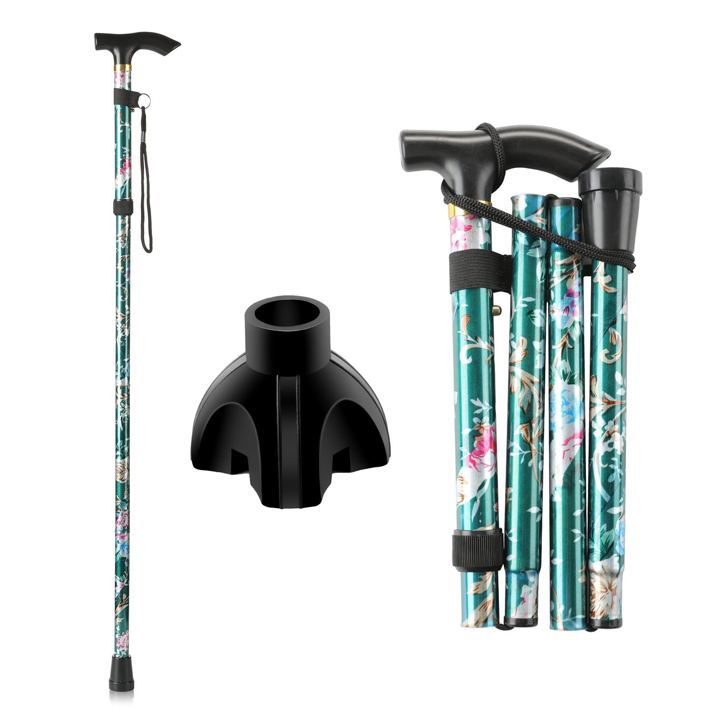 4-Folding Walking Aid Cane with Extra Stability