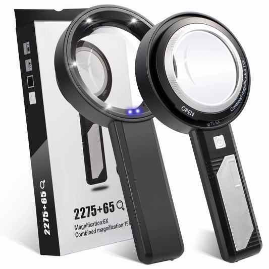 KEKOY Handheld Lighted Magnifying Glass with Light for Reading