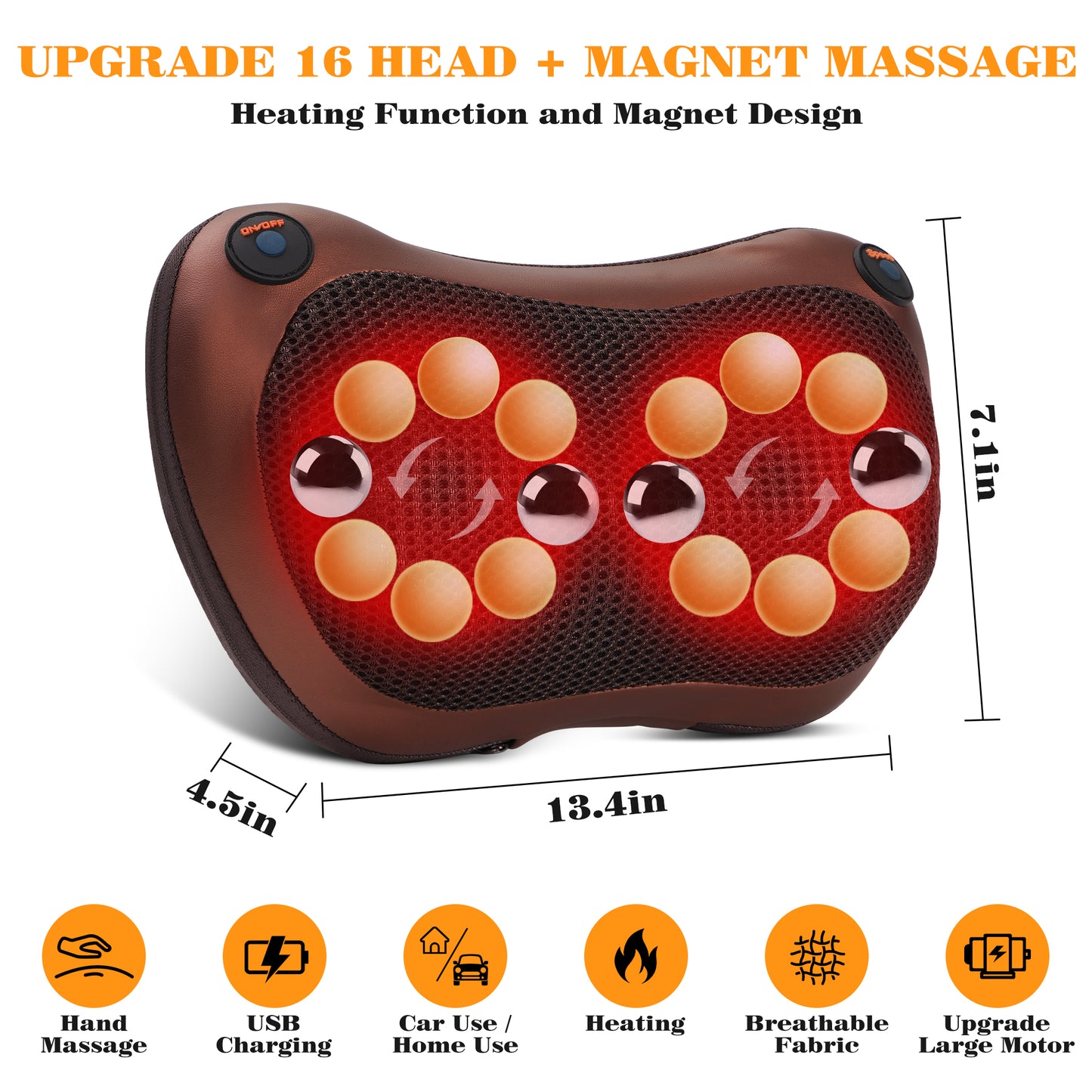 Almohada de masaje para espalda y cuello Shiatsu KEKOY