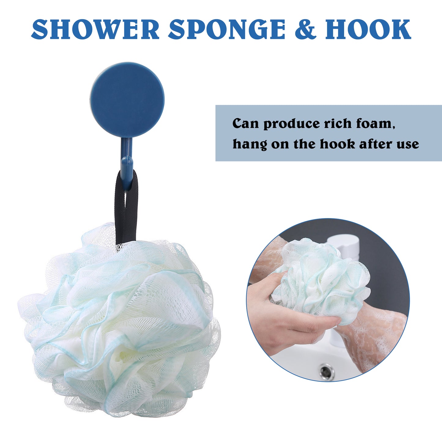 KEKOY Grab Bars for Bathroom, Safety Bars for Shower with Shower Pouf and Hook, Bathroom Grab Bar for Seniors, Elderly, Handicap