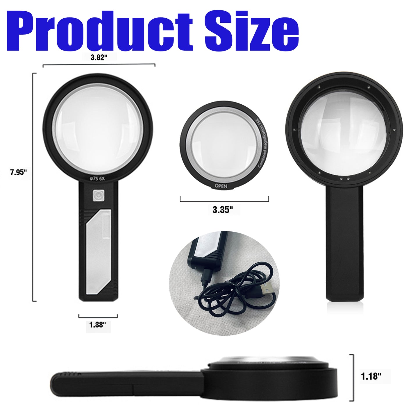 KEKOY Handheld Lighted Magnifying Glass with Light for Reading