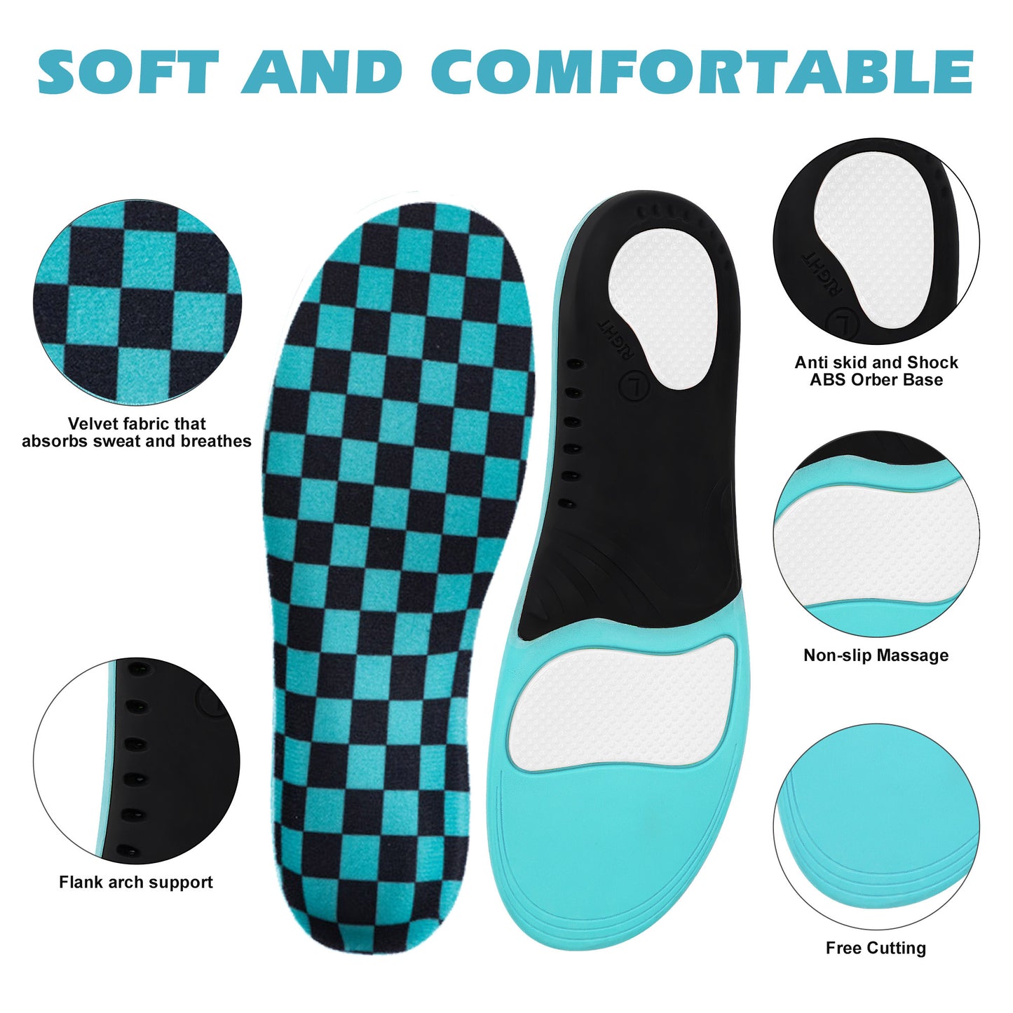 KEKOY Plantar Fasciitis Insoles, Heavy Duty High Arch Support Inserts, Flat Feet - Orthotic Foot Pain Relief Insoles for Men Women, S