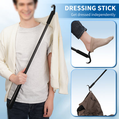 3 Pack Set Walking Cane Clothing Dressing Aid Sock Slider