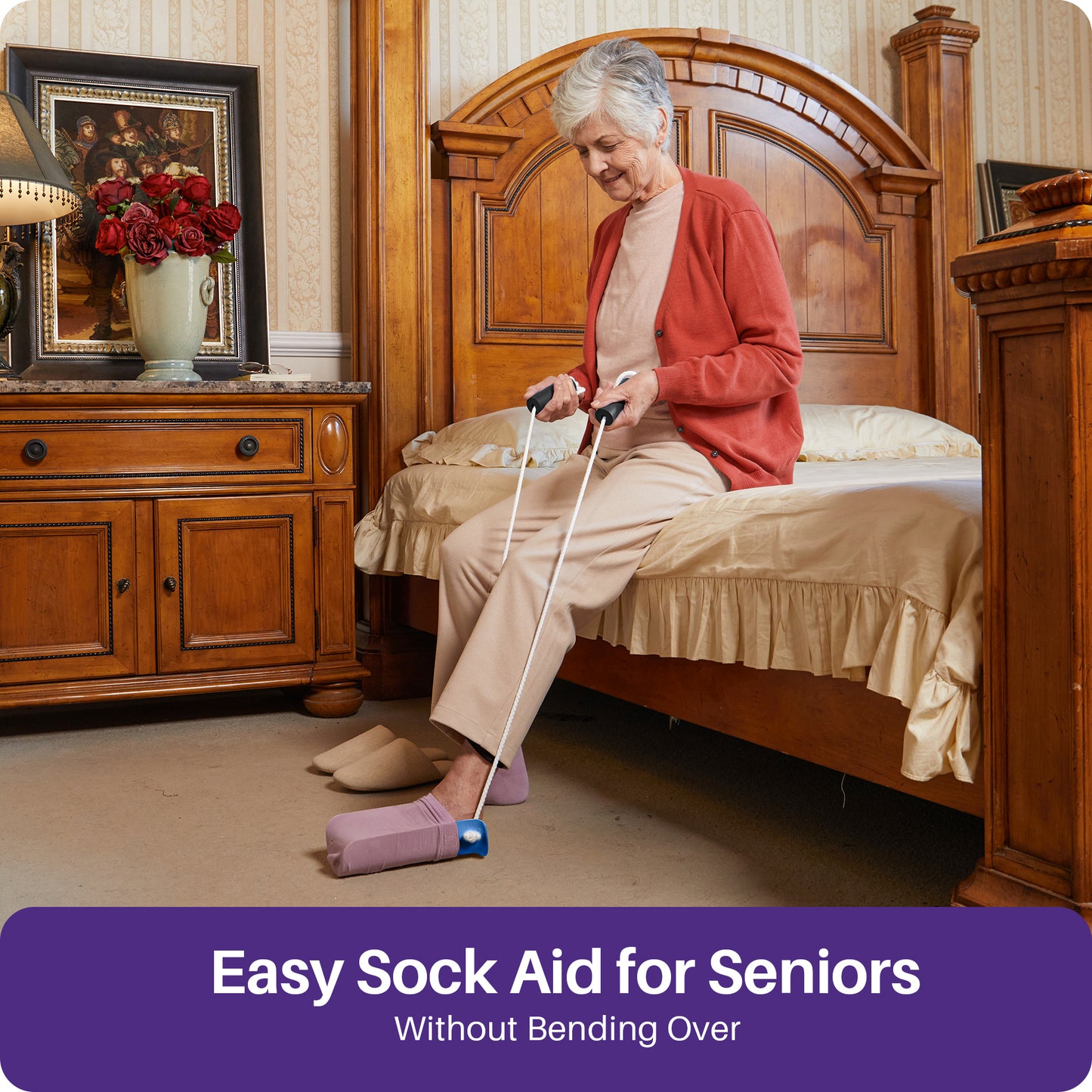 KEKOY Sock Assist Device for Elderly, Sock Aid Device Easy on and off Sock Helper - Dressing Aid for Seniors, Blue