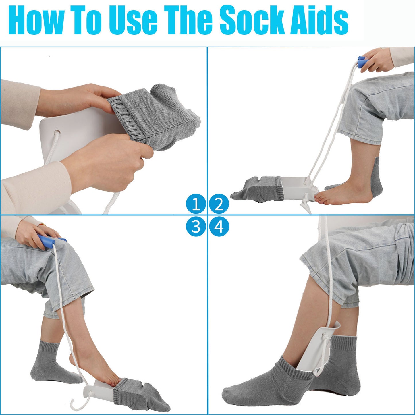 3 Pack Set Walking Cane Clothing Dressing Aid Sock Aid