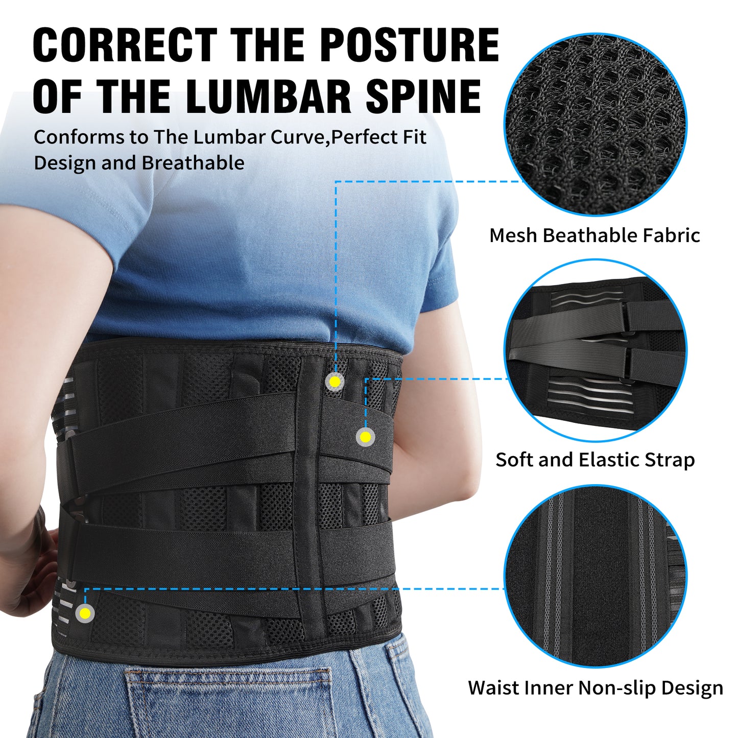 KEKOY Back Support Belt Relief for Back Pain