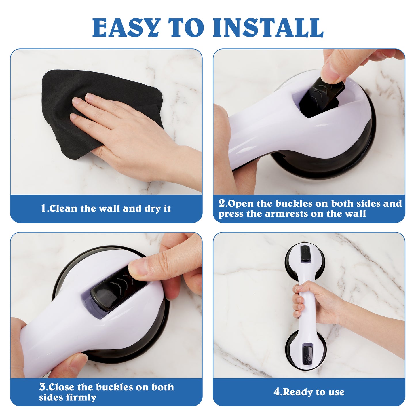 KEKOY Grab Bars for Bathroom, Safety Bars for Shower with Shower Pouf and Hook, Bathroom Grab Bar for Seniors, Elderly, Handicap