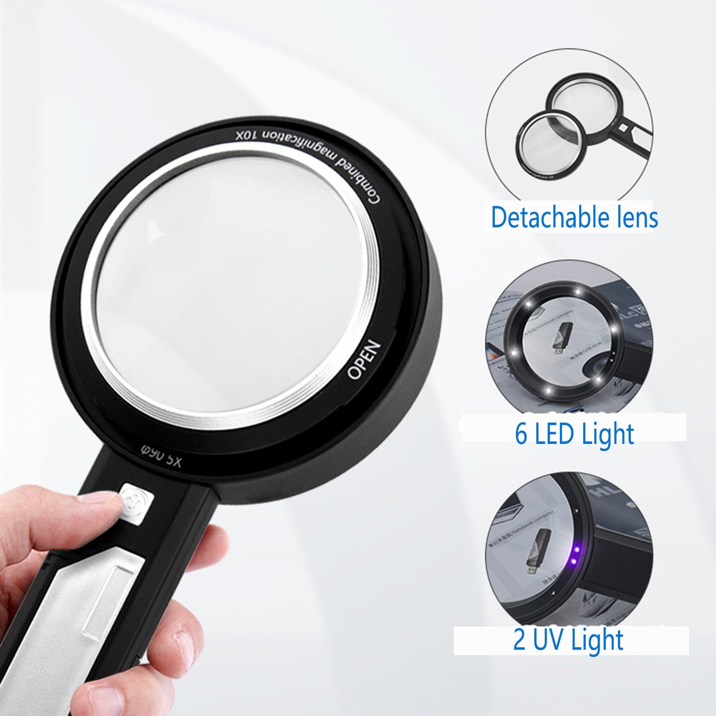 KEKOY Handheld Lighted Magnifying Glass with Light for Reading