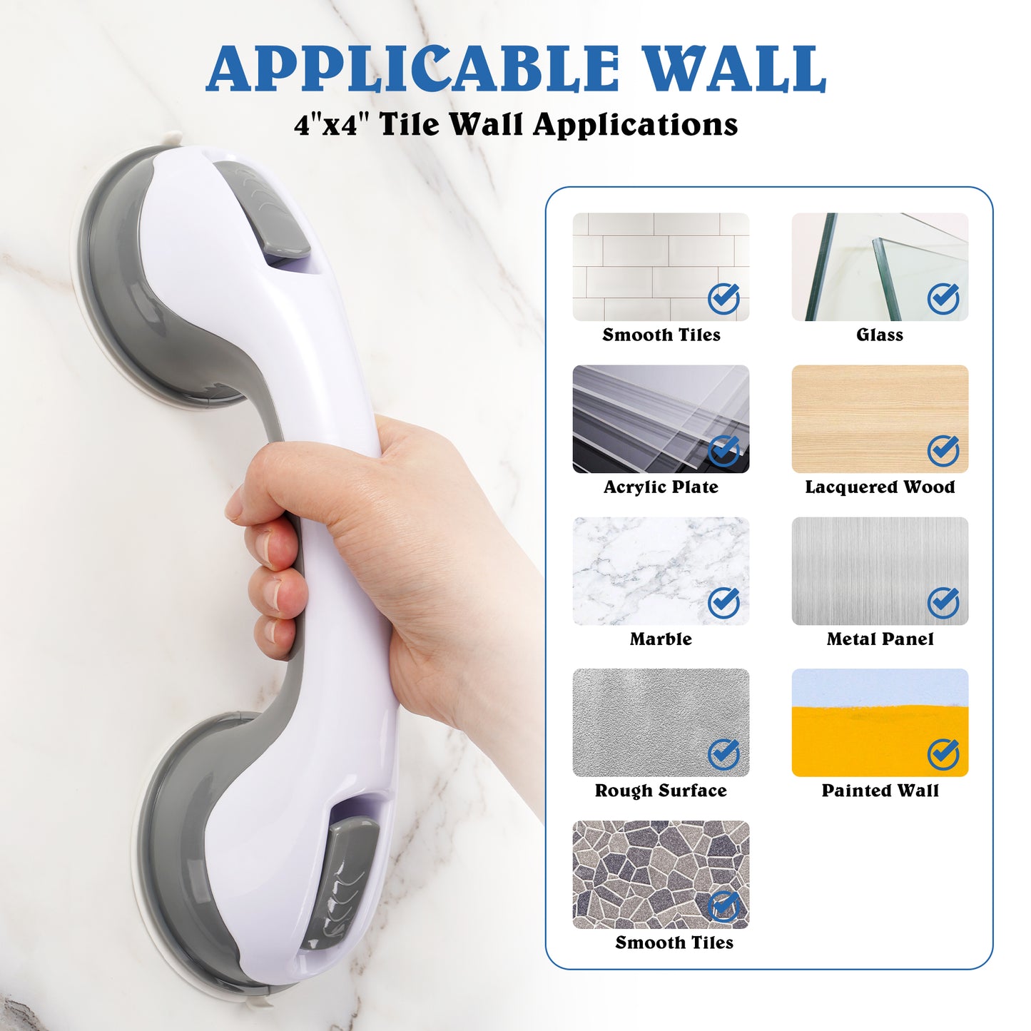 KEKOY 3 Pack 12 inch Grab Bars Bathtubs and Bathroom with Strong Hold Suction Cup, Shower Handles for Elderly, Bathroom Rails for Safety
