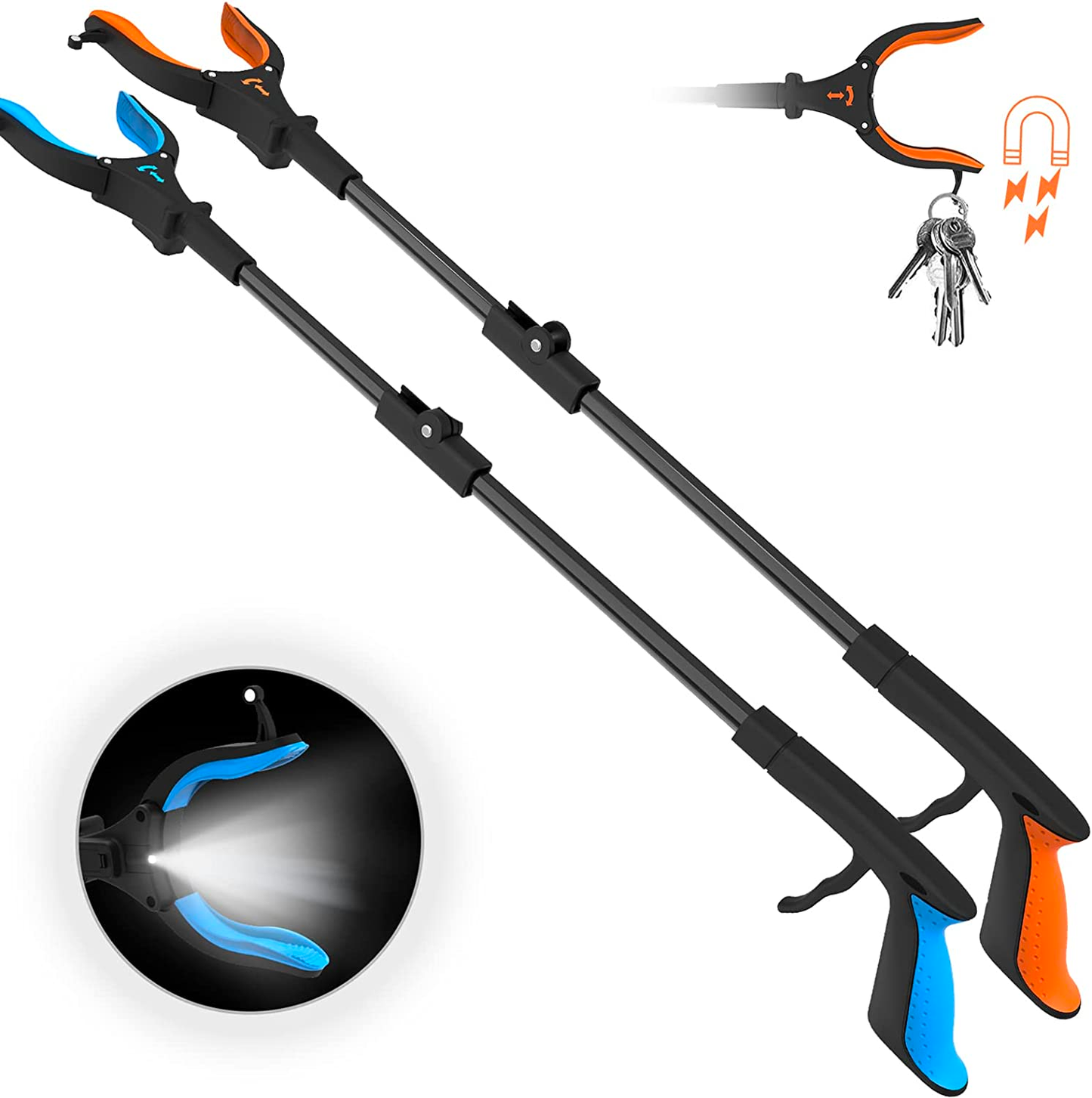 Paquete de 2 herramientas de alcance Grabber de 32 pulgadas con luz
