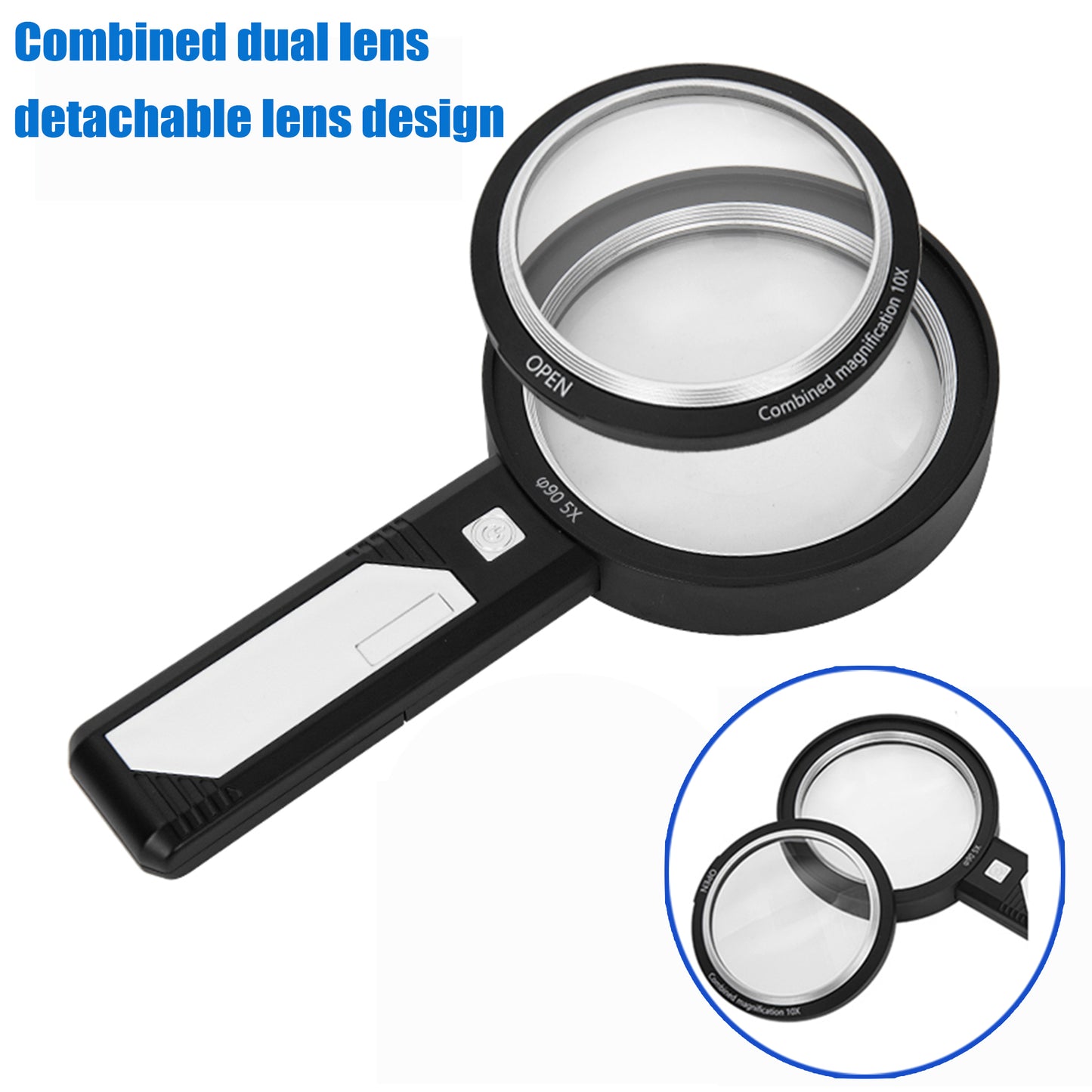 KEKOY Handheld Lighted Magnifying Glass with Light for Reading