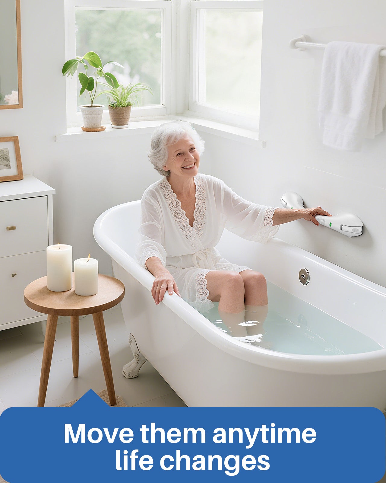 KEKOY Shower Handles for Elderly, Grab Bars for Bathroom, 17.5" Suction Shower Hand Rail, Anti-Slip Safety Bar with Strong Suction