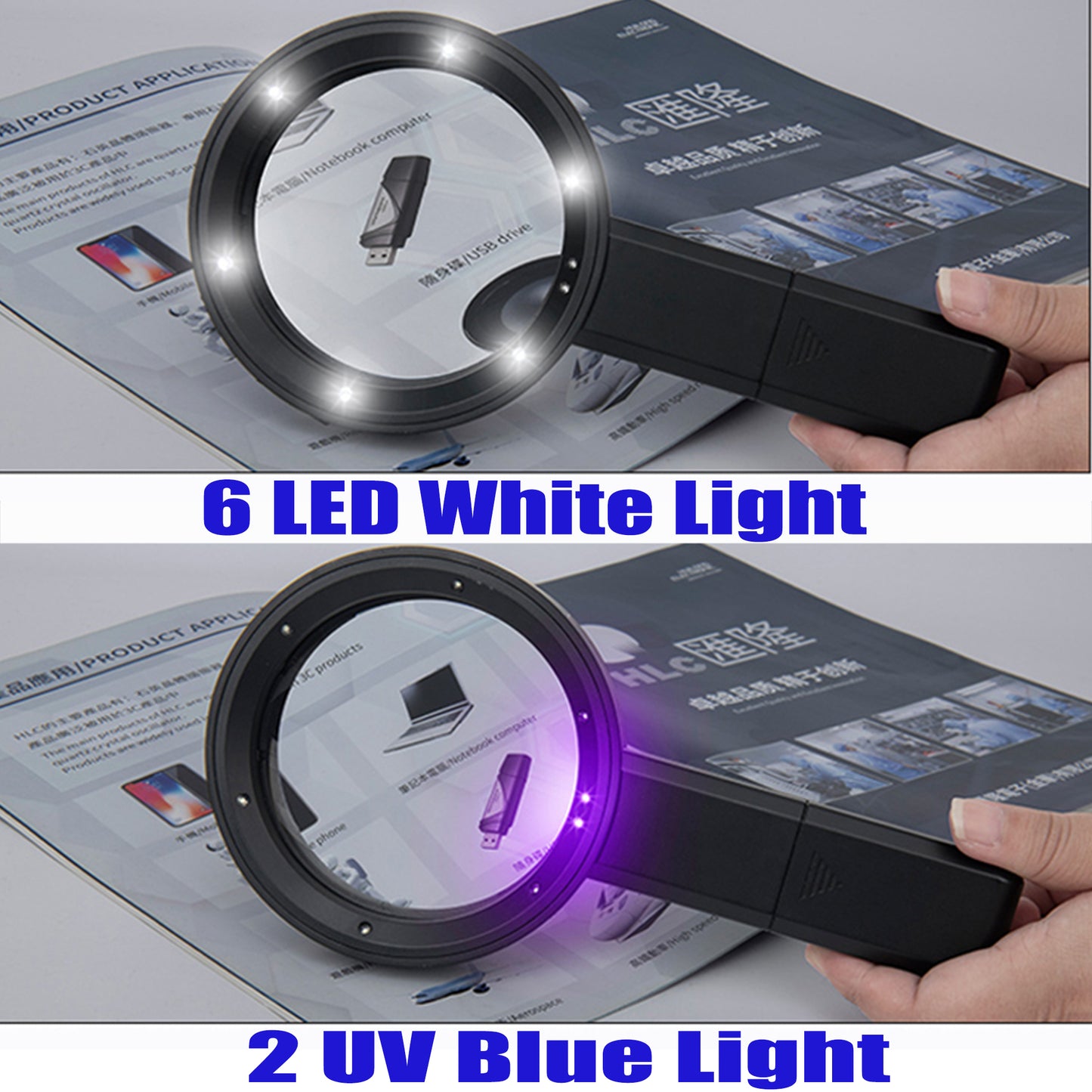 Lupa iluminada de mano KEKOY con luz para leer