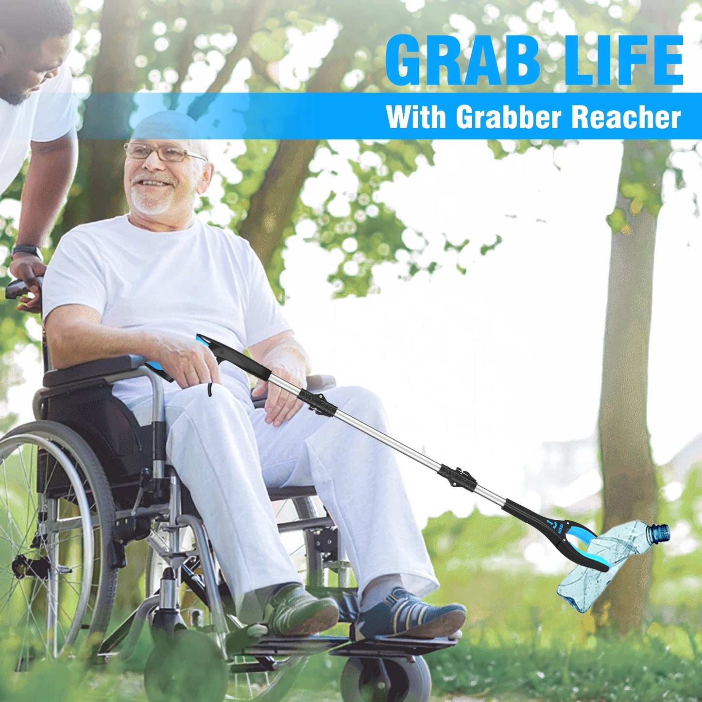Kekoy 36" Grabber Reaching Tool, 2 Pack Foldable Grabbers for Elderly Grab It Reaching Tool, Long Reacher Grabber Pickup Tool, Magnetic Grabber Reacher Tool, Blue
