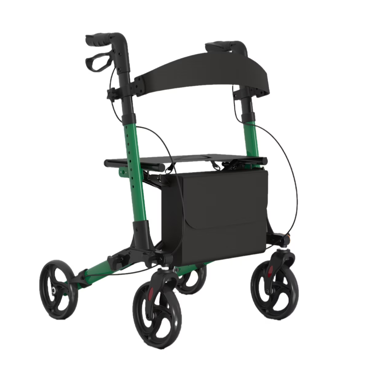 Kekoy Foldable Rollator Walkers for Seniors with Seat, Height Adjustable Handles, 350 lb Capacity, Walker for Mobility Impaired (Green)