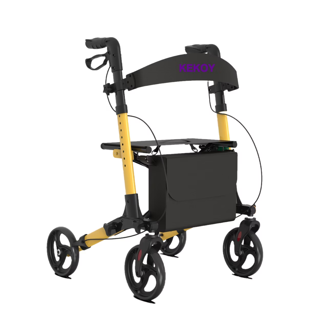 Kekoy Foldable Mobility Rollator Walkers for Seniors with Seat 350 lb, Adjustable Handles and Backrest Height, FSA eligible Adult Aluminum Rolling Walker, 8" Big Wheels, Purple