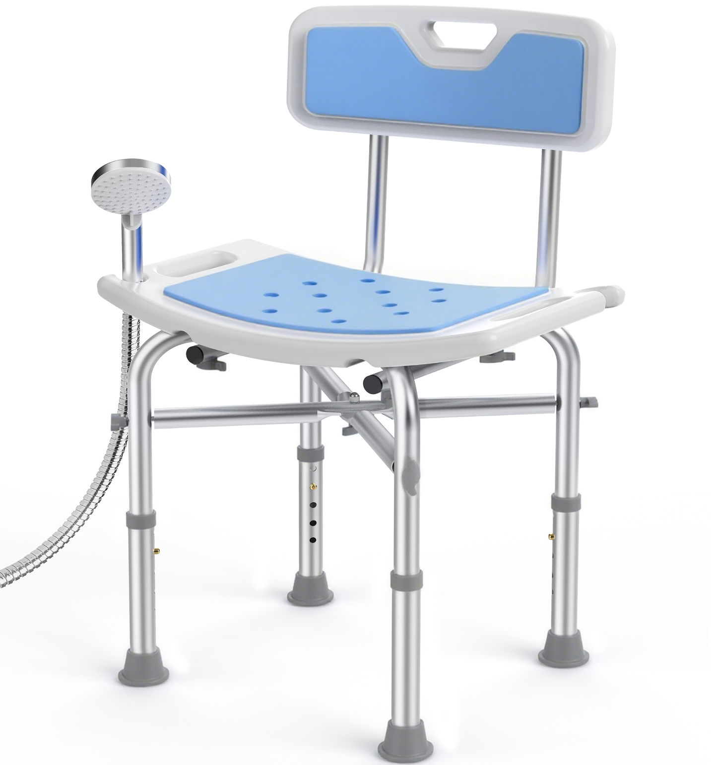 KEKOY Shower Chair with Back 500lb, Height Adjustable Shower Stool, Padded Heavy Duty Bath Chair Seat for Elderly, Senior, Handicap, Tool-Free Assembly