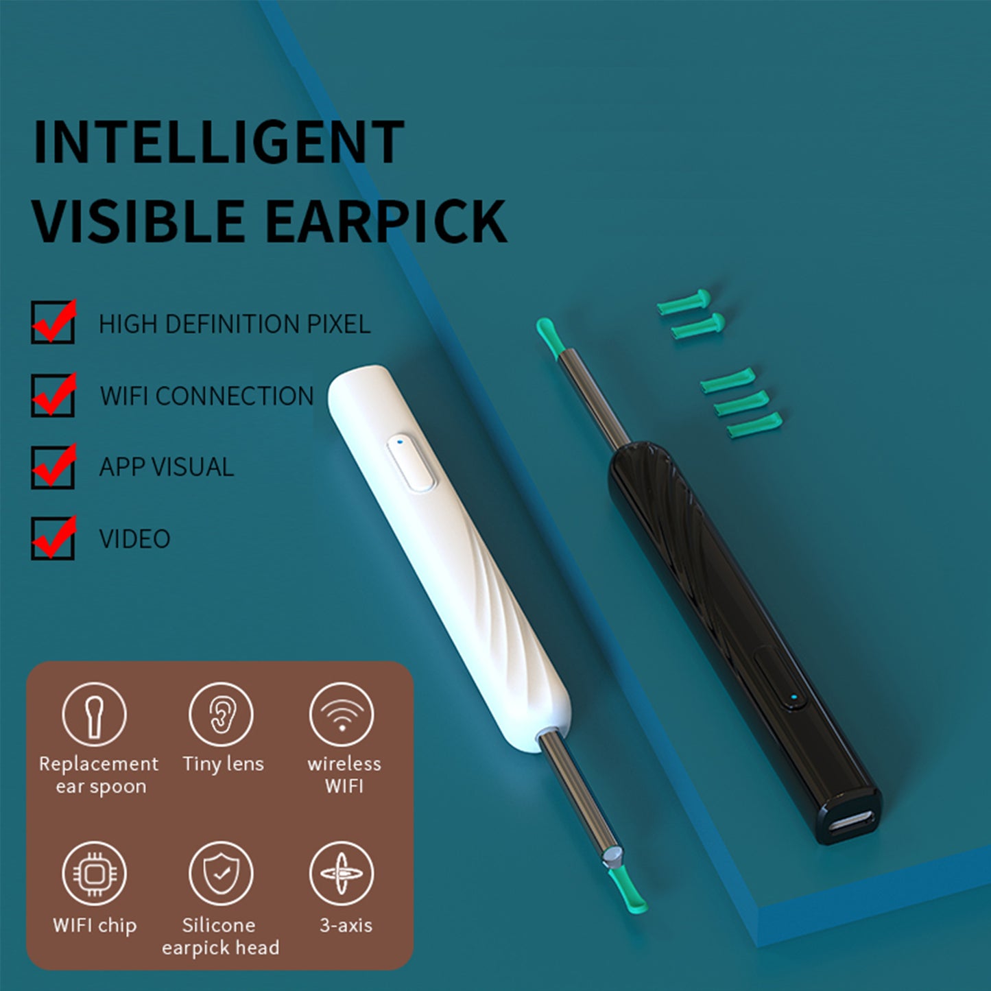 Pen-Style Smart Earwax Removing Tool with LED Lights