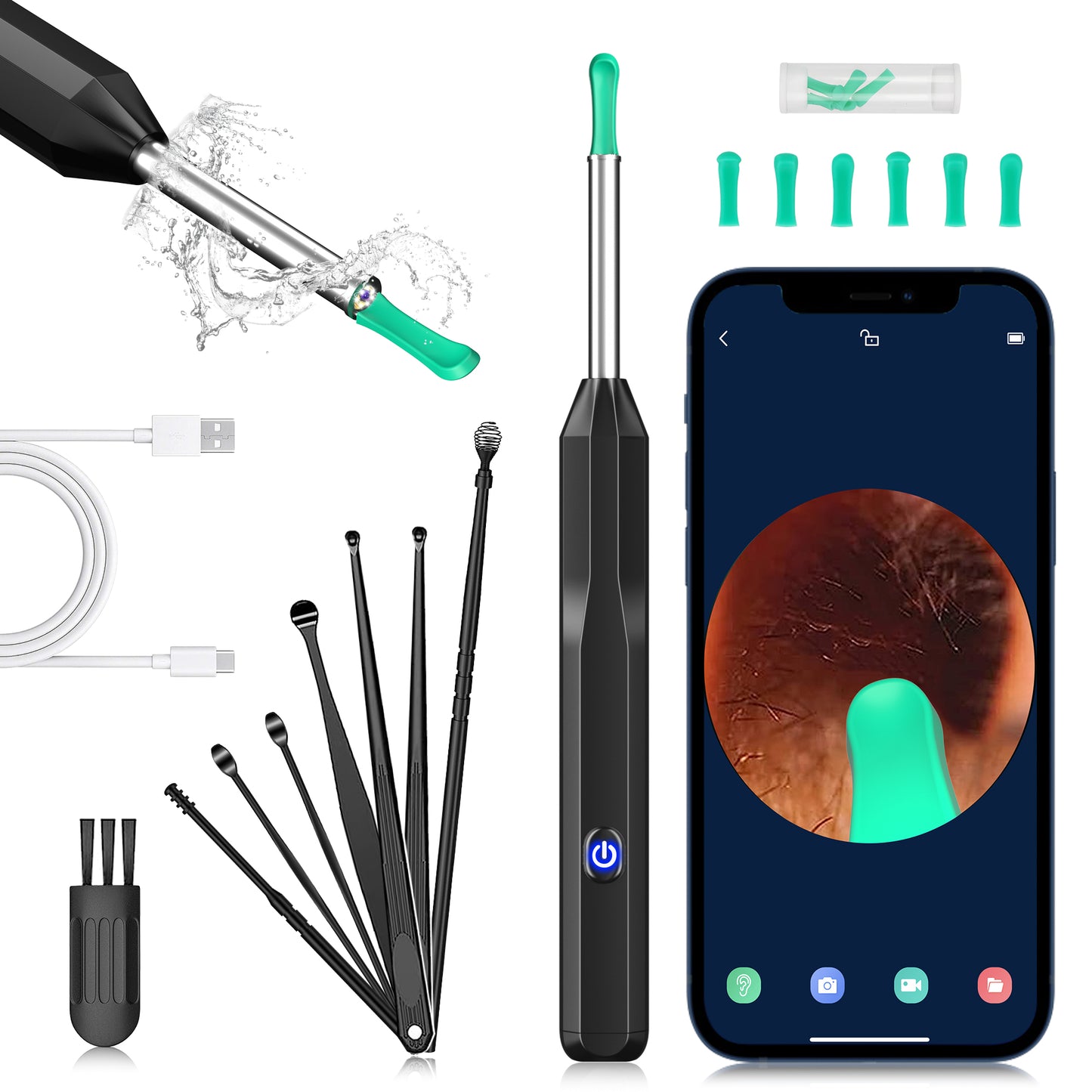 8-Piece Camera-Equipped Ear Cleaning Tool Set with LED