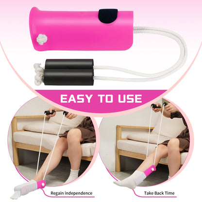 KEKOY Sock Aid Device for Seniors, Sock Aid with Foam Handles, Sock Helper Easy on Easy off, Sock Aid Pull on, Rose Red