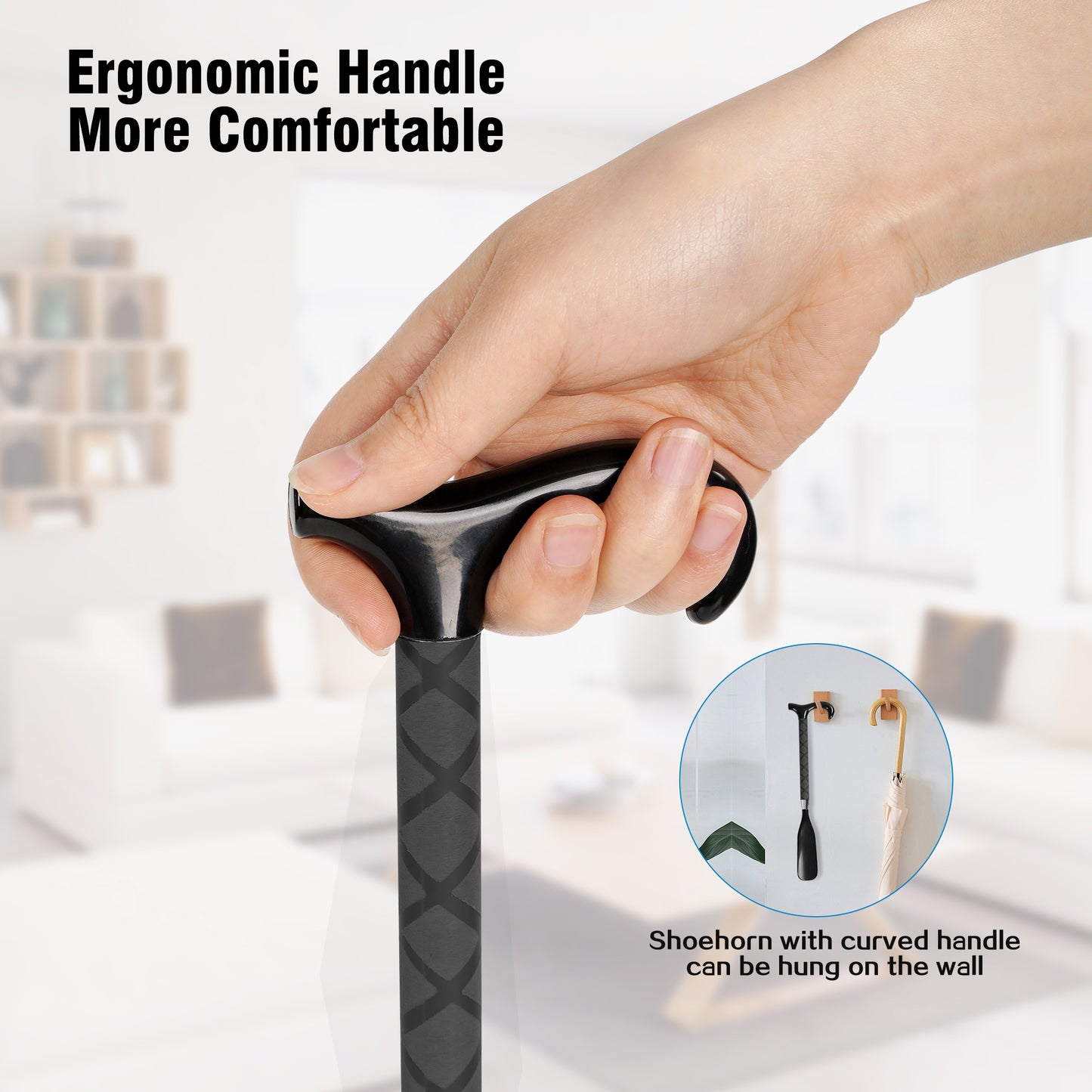 KEKOY Shoe Horn, 14" to 34" Long Handle Adjustable and Retractable Stainless Steel Long Shoehorn for Seniors with Travel Bag