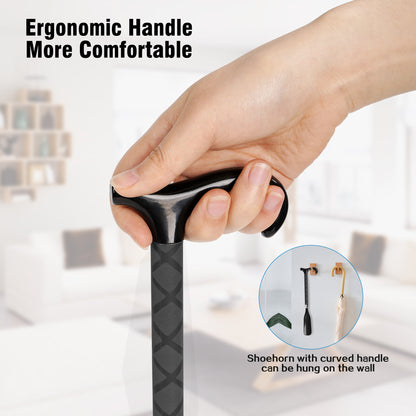 KEKOY Shoe Horn, 14" to 34" Long Handle Adjustable and Retractable Stainless Steel Long Shoehorn for Seniors with Travel Bag