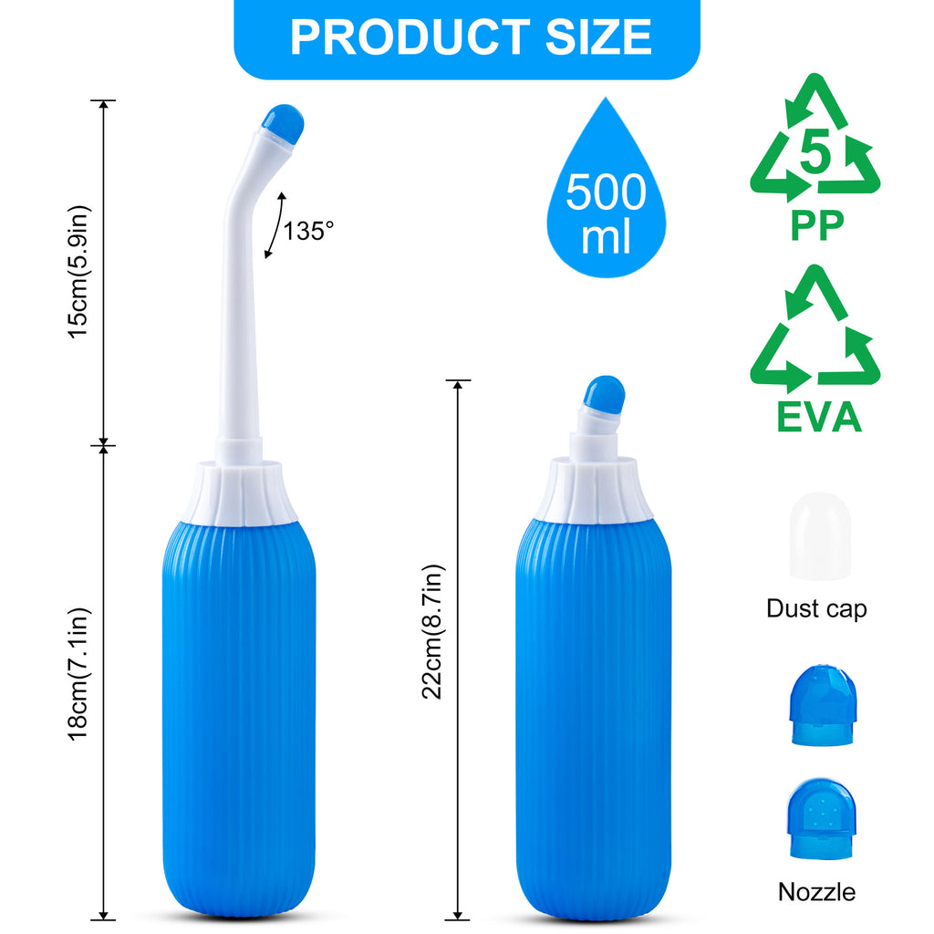KEKOY 2 Pack Portable Travel Bidets Bottle for Postpartum Care, Handheld Bidet Sprayer with Travel Bag, 500ML Capacity for Personal Hygiene Cleaning