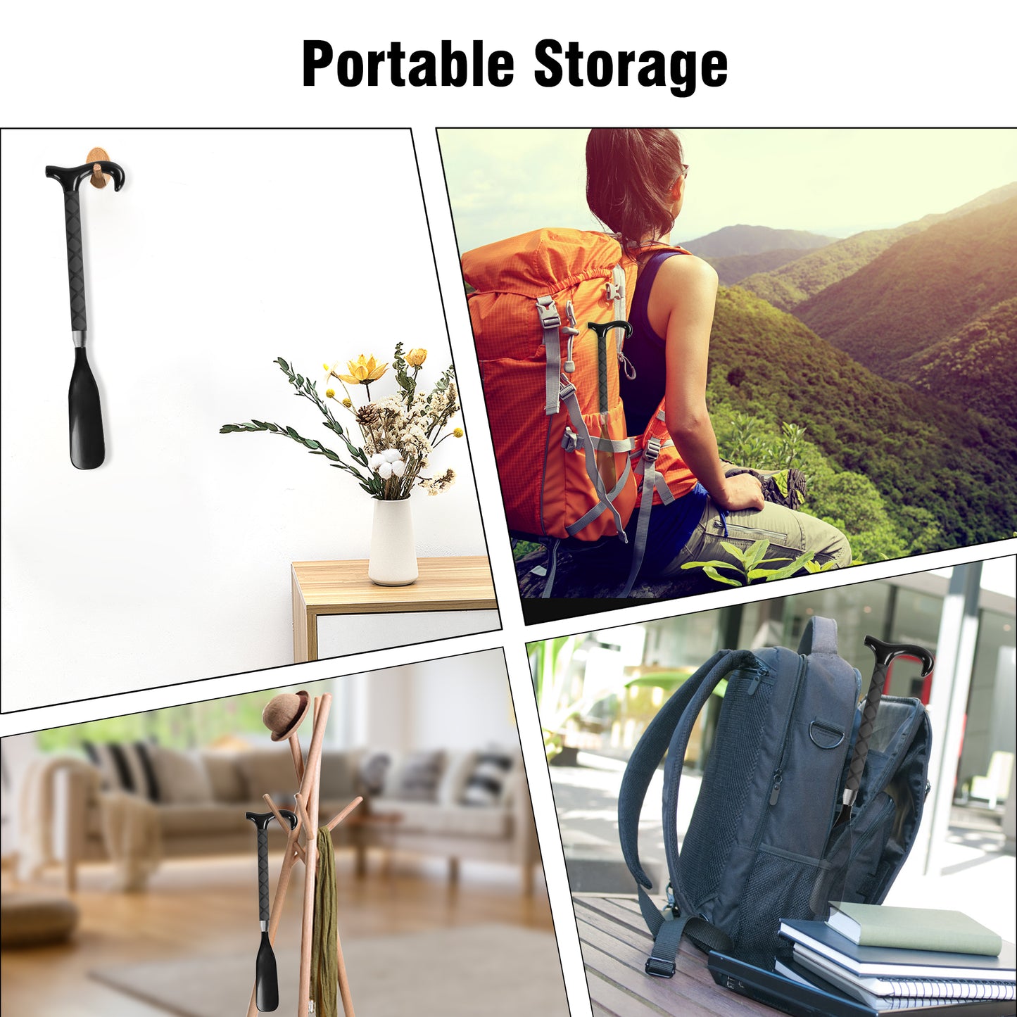 KEKOY Shoe Horn, 14" to 34" Long Handle Adjustable and Retractable Stainless Steel Long Shoehorn for Seniors with Travel Bag