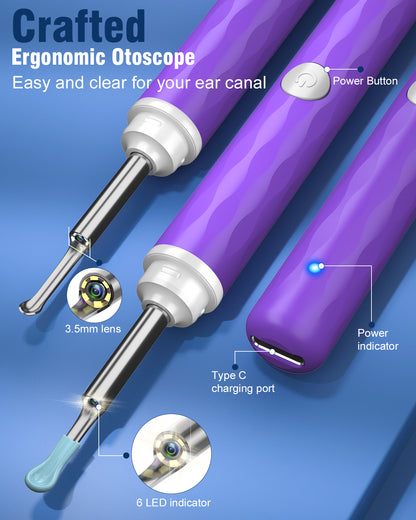 KEKOY Ear Cleaning Kit,1296P Ear Camera and Wax Removal, Wireless Otoscope with 13 Pieces Accessories