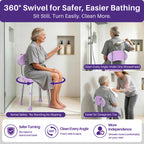 Kekoy Swivel Shower Chair, 360° Rotating Shower Seat with Backrest for Elderly and Disabled, Height Adjustable Tub Bench for Inside Shower Stool & Bath Tub Seat for Narrow Space