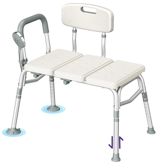 KEKOY Shower Transfer Bench for Bathtub 400LBs, FSA/HSA Eligible Tub Bath Shower Chair Seat, Height Adjustable Shower Stool for Elderly, Disabled, White