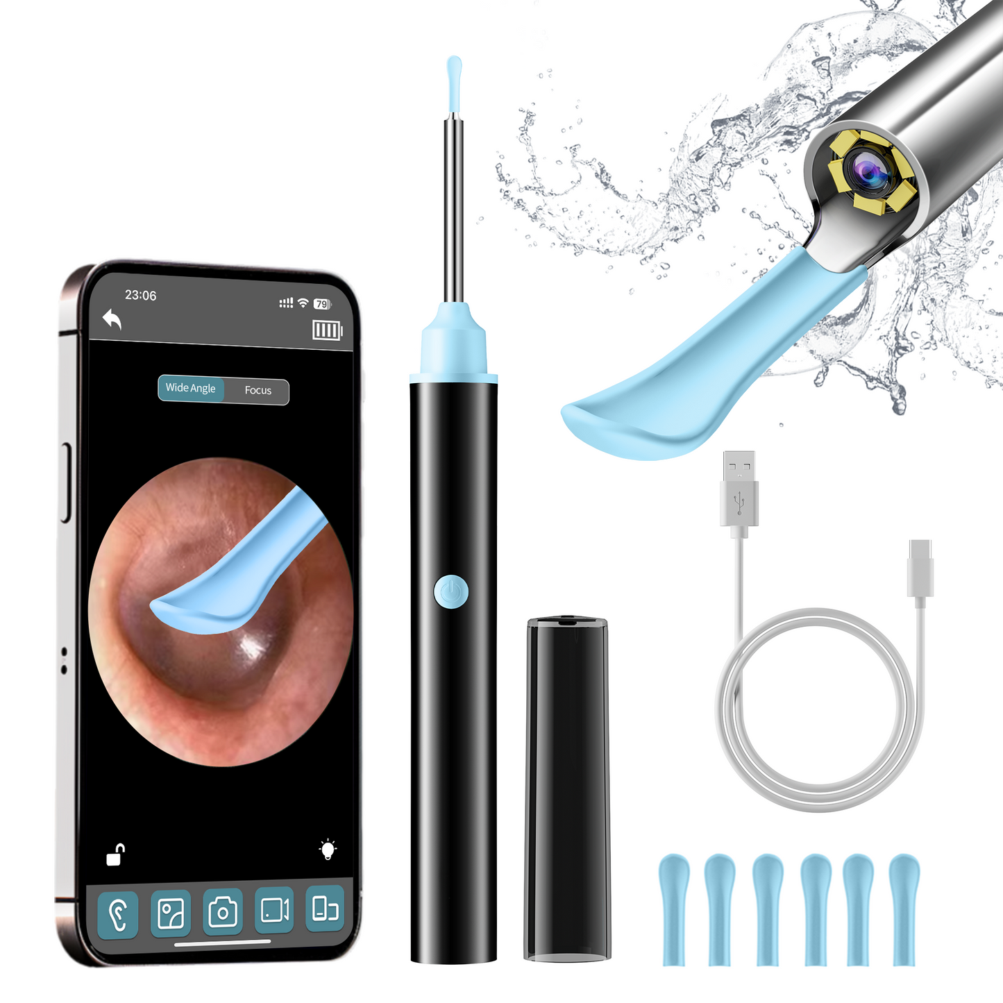 KEKOY Ear Camera and Wax Remover, 1080P Ear Wax Removal Kit, Wireless Otoscope Ear Cleaning Kit with Lights and 6 Ear Scoops