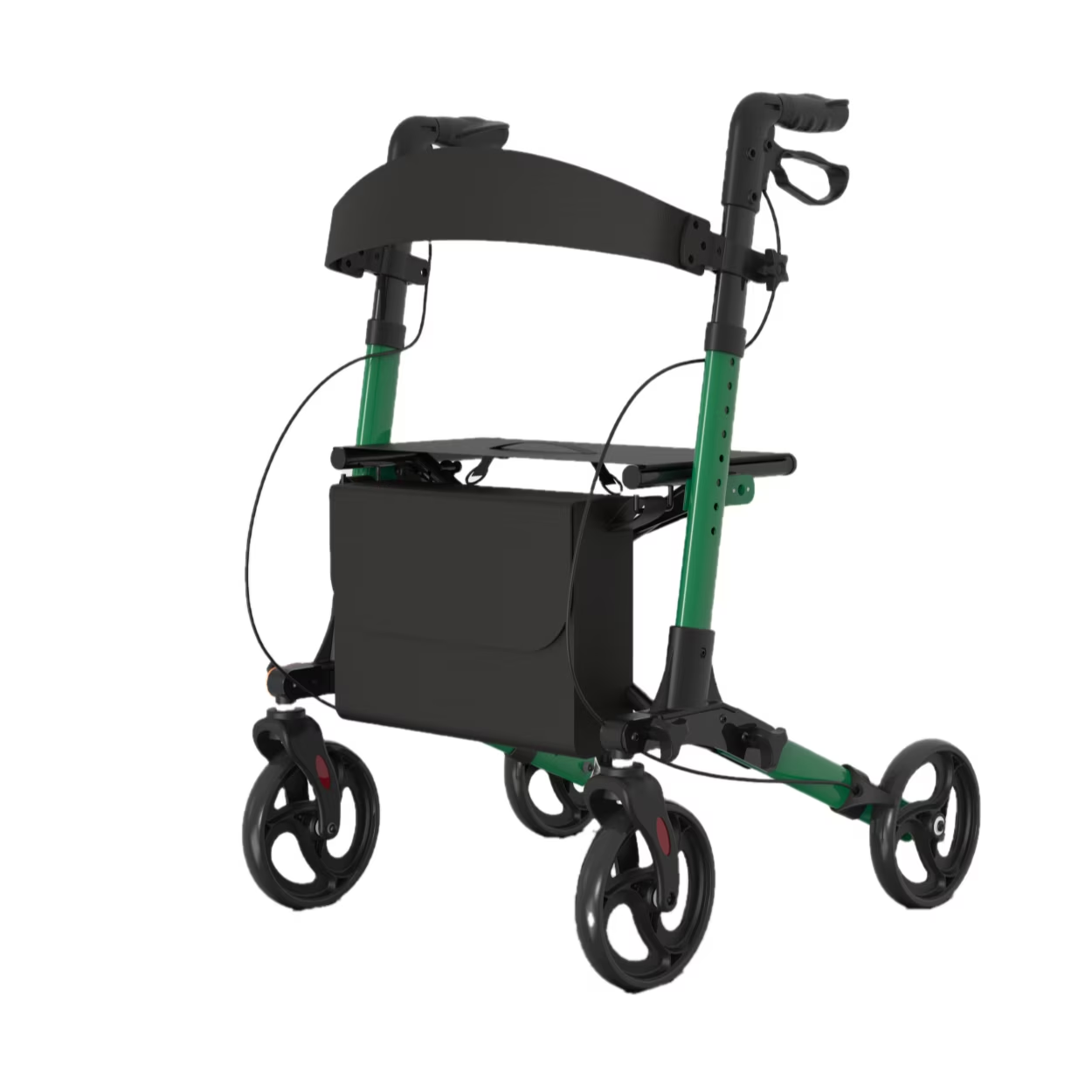 Kekoy Foldable Rollator Walkers for Seniors with Seat, 350 lb Capacity, with 8'' Big Wheels, Rolling Walker (Green)