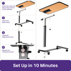 KEKOY Overbed Table with Wheels, One-Touch Height Adjustable Rolling Hospital Bedside Table, Stable Bed Tray for Eating, Reading, Elderly Home Care and Hospital Use