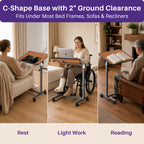 KEKOY Overbed Table with Wheels, 90° Tilting Tabletop and Adjustable Height, Rolling Hospital Bedside Table for Reading, Laptop Work and Post-Surgery Recovery
