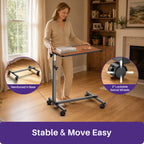 KEKOY Overbed Table with Wheels, 90° Tilting Tabletop and Adjustable Height, Rolling Hospital Bedside Table for Reading, Laptop Work and Post-Surgery Recovery