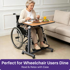 KEKOY Overbed Table with Wheels, One-Touch Height Adjustable Rolling Hospital Bedside Table, Stable Bed Tray for Eating, Reading, Elderly Home Care and Hospital Use