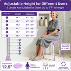 Kekoy Swivel Shower Chair, 360° Rotating Shower Seat with Backrest for Elderly and Disabled, Height Adjustable Tub Bench for Inside Shower Stool & Bath Tub Seat for Narrow Space