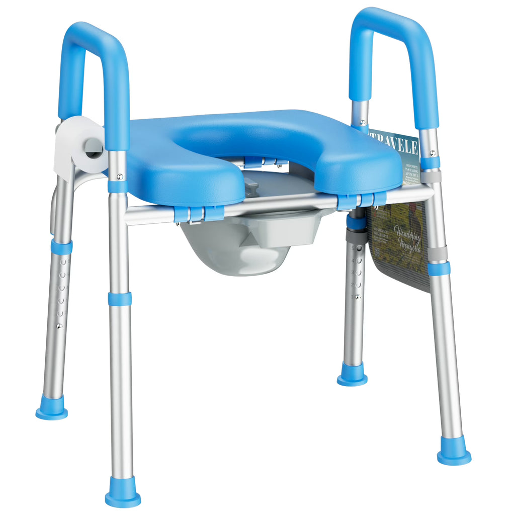 KEKOY Bedside Commode for Seniors, Commode Chair with Arms and Padded Seat , FSA HSA Eligible 400lb Easy Assembly Toilet Chair , Adjutable Raised Toilet Seat with Handles
