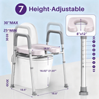 KEKOY Toilet Seat Riser for Seniors, Raised Toilet Seat with Handles, FSA HSA Eligible 400lb Elevated Toilet Risers, Tool-Free Assembly with Adjustable Height & Width