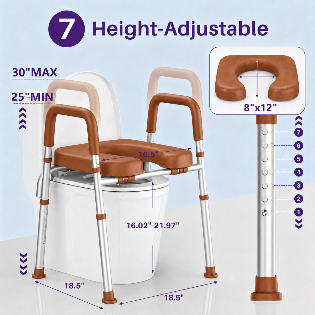 KEKOY Toilet Seat Riser for Seniors, Raised Toilet Seat with Handles, FSA HSA Eligible 400lb Elevated Toilet Risers, Tool-Free Assembly with Adjustable Height & Width