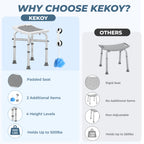 KEKOY Shower Chair for Elderly, 500lb Adjustable Height Bath Seat with Tool-Free Assembly, Anti-Slip FSA/HSA Eligible Shower Stool for Smaller Bathtub & Bathroom, Ideal for Seniors and Disabled Adult Gray